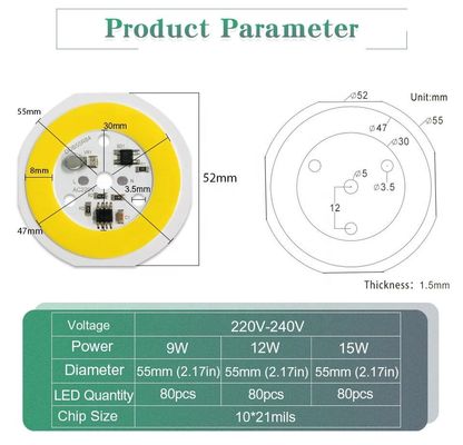 ο σπάδικας εναλλασσόμενου ρεύματος 15w 220v οδήγησε το οδηγημένο Driverless τσιπ πρώτης ύλης για E27 A60 A70 A80