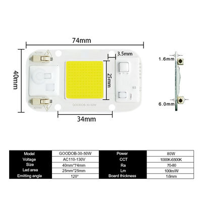 Χωρίς συγκόλληση AC COB LED COB Chip Ψυχρό ζεστό λευκό για θερμοκήπιο προβολέα