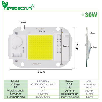 Μέγεθος 60mm COB LED Module 220V 1000K για θεραπεία φυτών Grow Lamp Chip