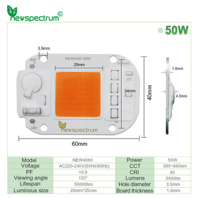 Round Horticulture COB 240V Driverless COB LED For Indoor Seedling