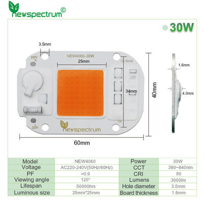 Μέγεθος 60mm COB LED Module 220V 1000K για θεραπεία φυτών Grow Lamp Chip