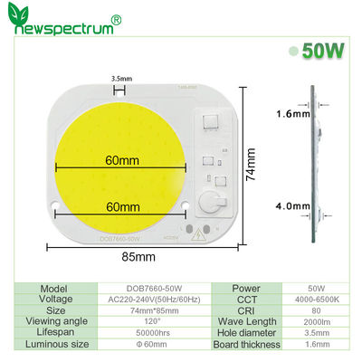 το κτύπημα οδηγημένο τσιπ 30W 50W σπαδίκων 20W 5000LM για τα επίκεντρα αυξάνεται οδηγημένο το φω'τα τσιπ σπαδίκων