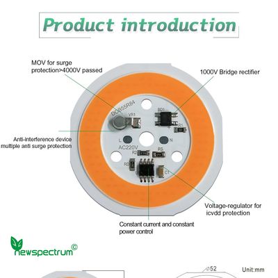 220V COB LED μονάδα χωρίς οδηγό υψηλή φωτεινότητα ζεστή λευκή LED μονάδα