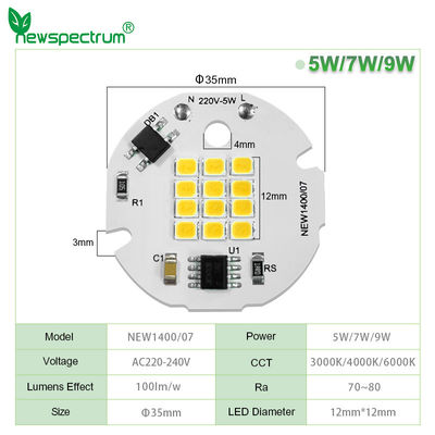 οδηγημένος 3000k των οδηγήσεων 220V SMD μεγάλος διασκεδασμός θερμότητας τσιπ σπάδικας για τα επίκεντρα