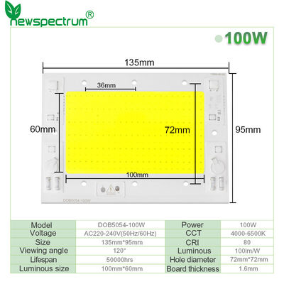 240V Dimming Cob LED Chip 6000K με τάση AC100-240V 50000hrs διάρκεια ζωής